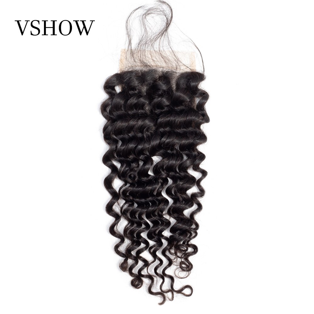 VSHOW Hair Peruvian Deep Wave Lace Closure With B..